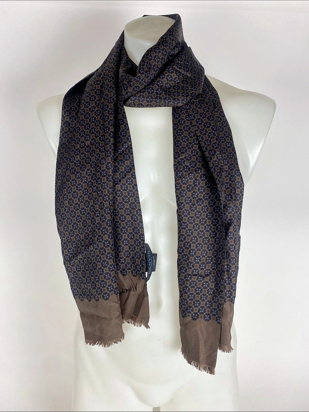 Lanvin Antique Moully Geometric Scarf in Brown & Purple